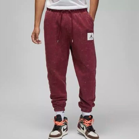 Nike Jordan Men Size L Cherrywood Red Flight Fleece Washed sweatpants joggers